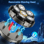 Removable shaving head of electric head shavers for bald men with magnetic attraction feature for a superior shave.