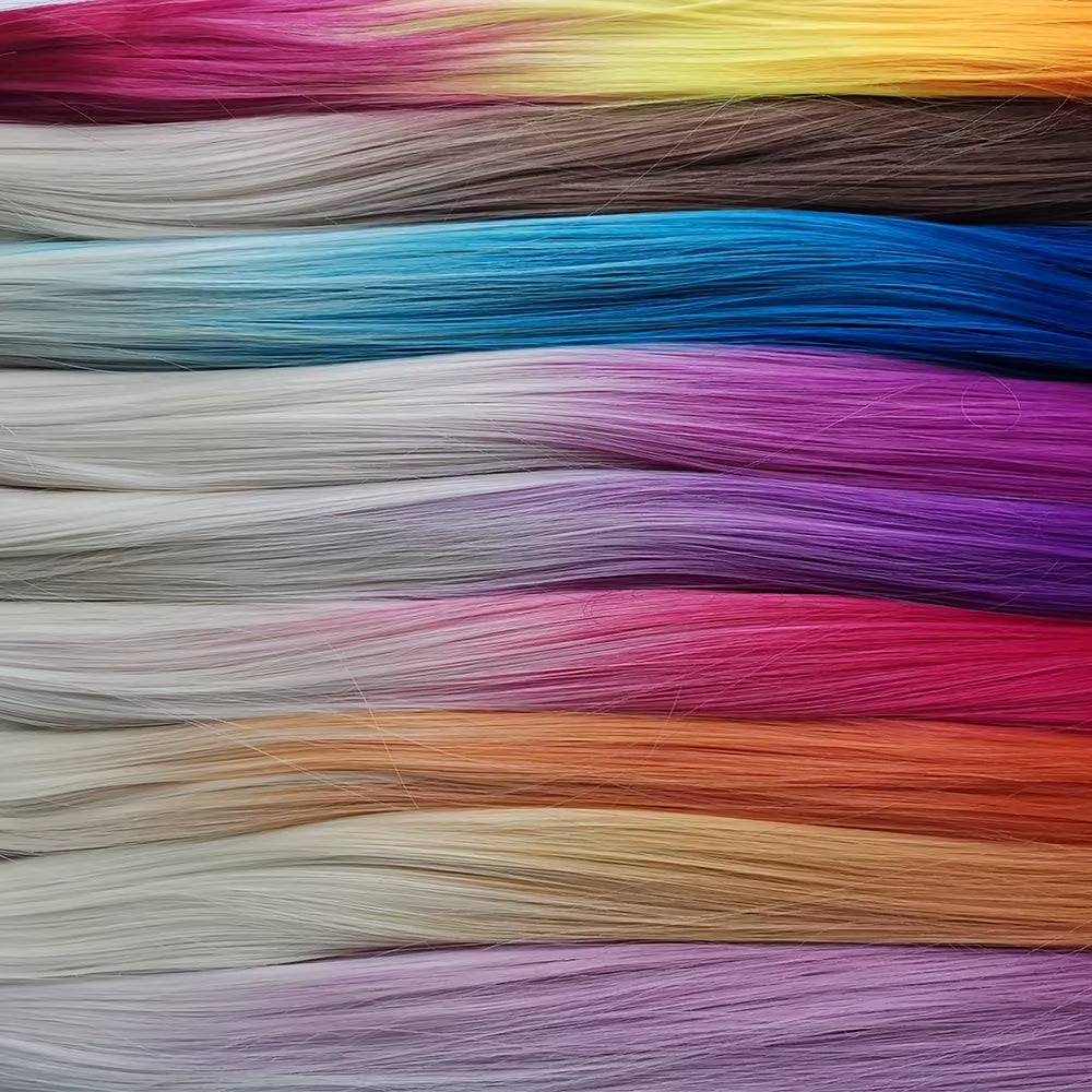 Rainbow Color Hair Extensions I-Tip Long Straight Hairpieces Synthetic Highlight Feather Micro Ring Hair Accessories Ombre Color