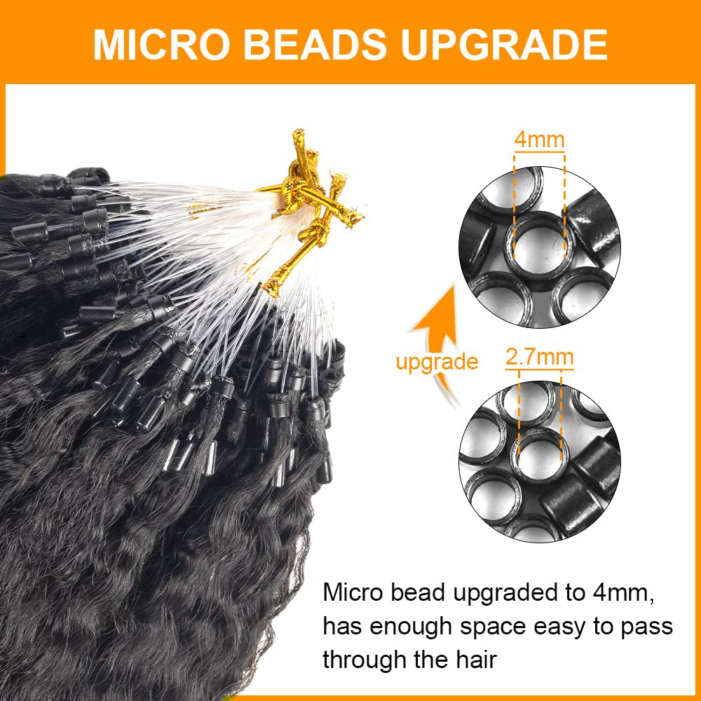 Niawigs Micro Links Human Hair for Black Women Kinky Straight Microlink Hair Extensions 