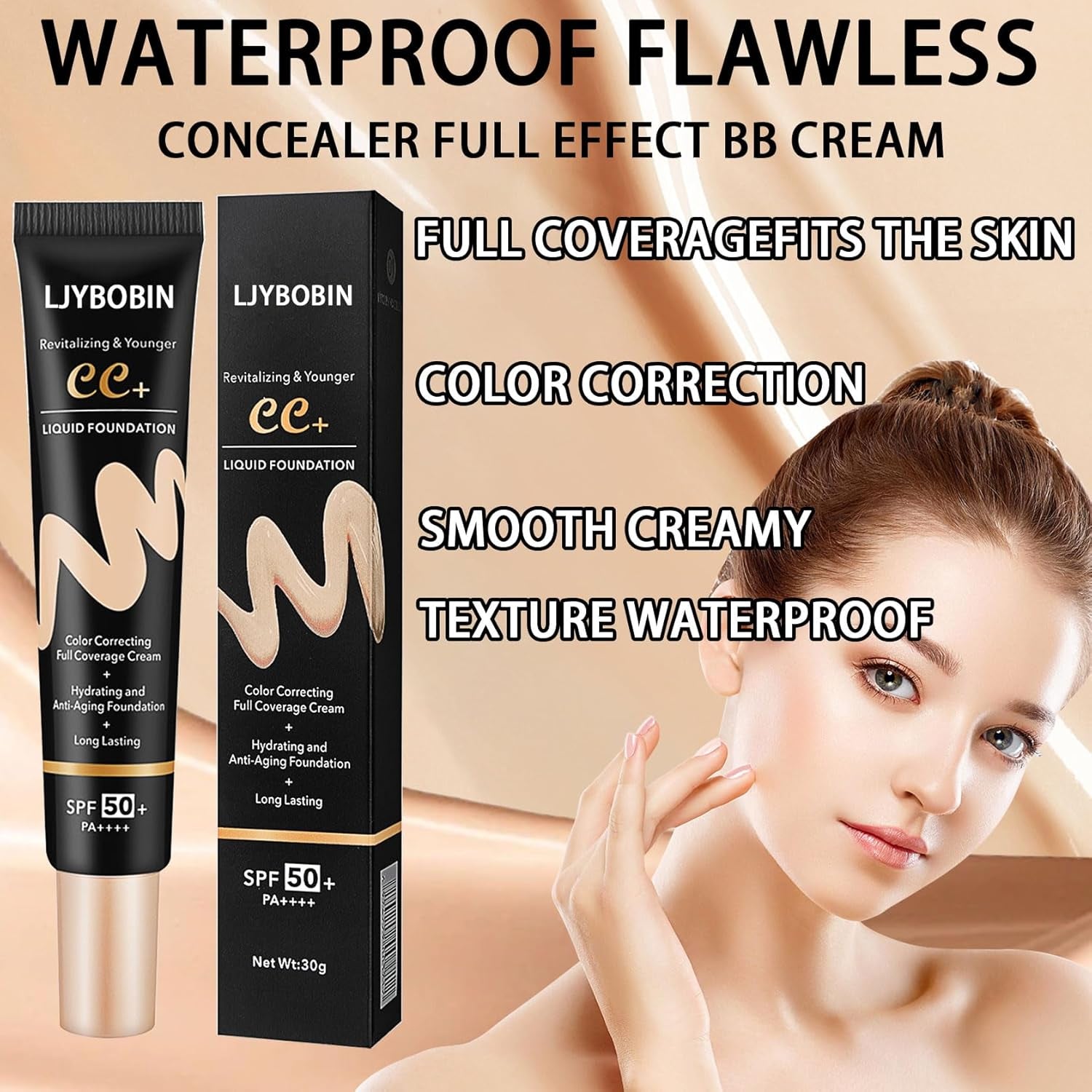 Hydrating CC Cream with SPF 50+ Pa++++ for Men & Women (Natural）