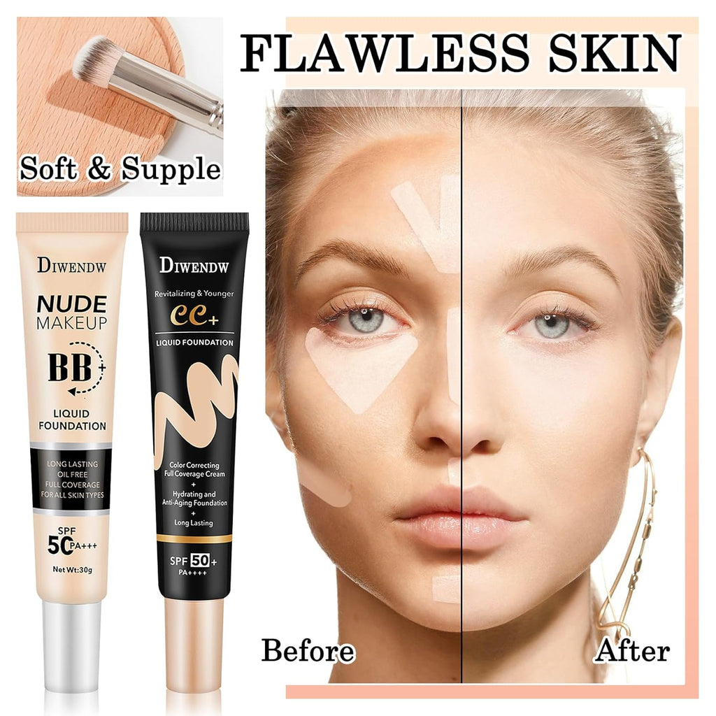 2PCS Full Coverage Concealer Foundation Set