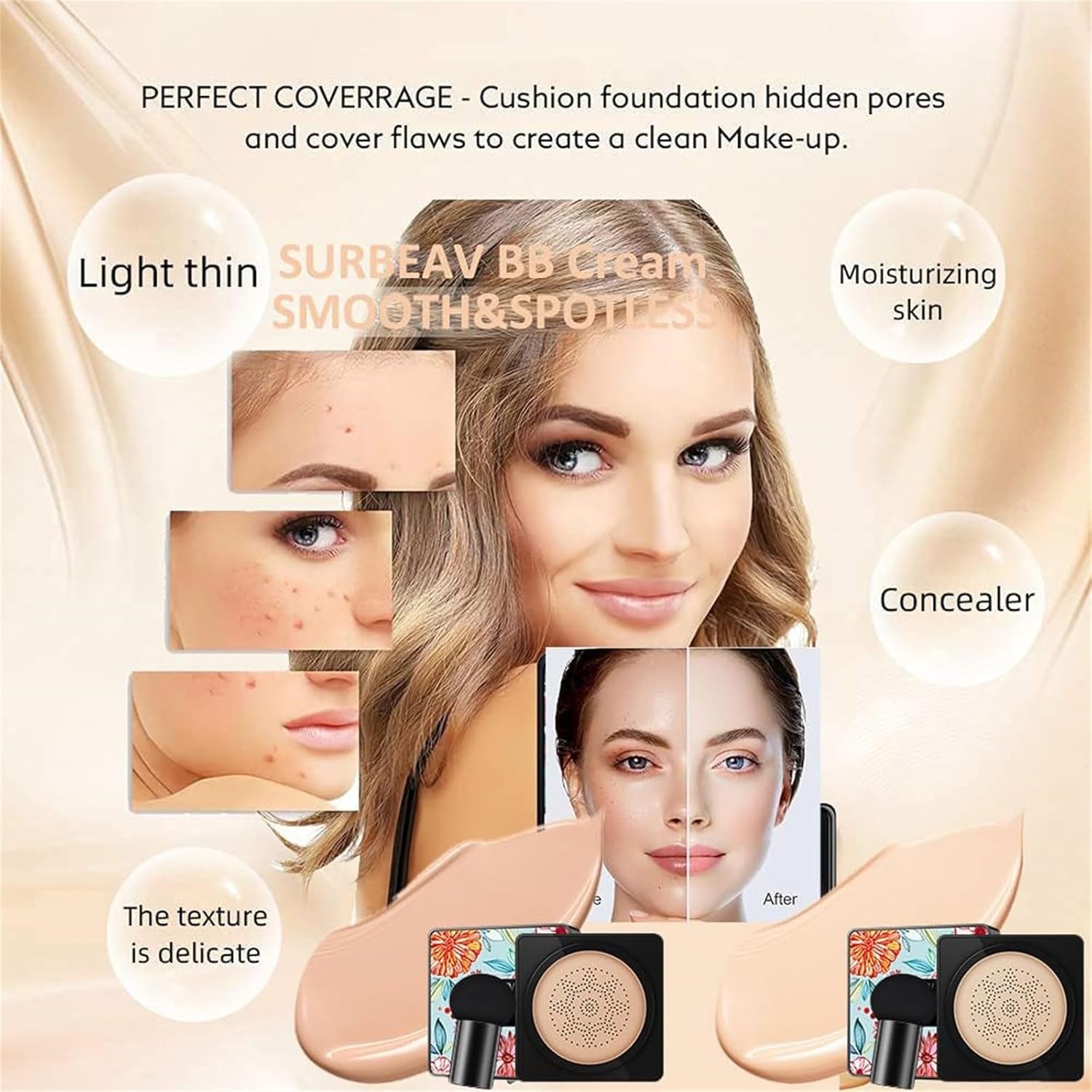 Beauty Linasi,Beauty Linasi Veze Clear Cover Beauty Cream (Natural, 1PCS)