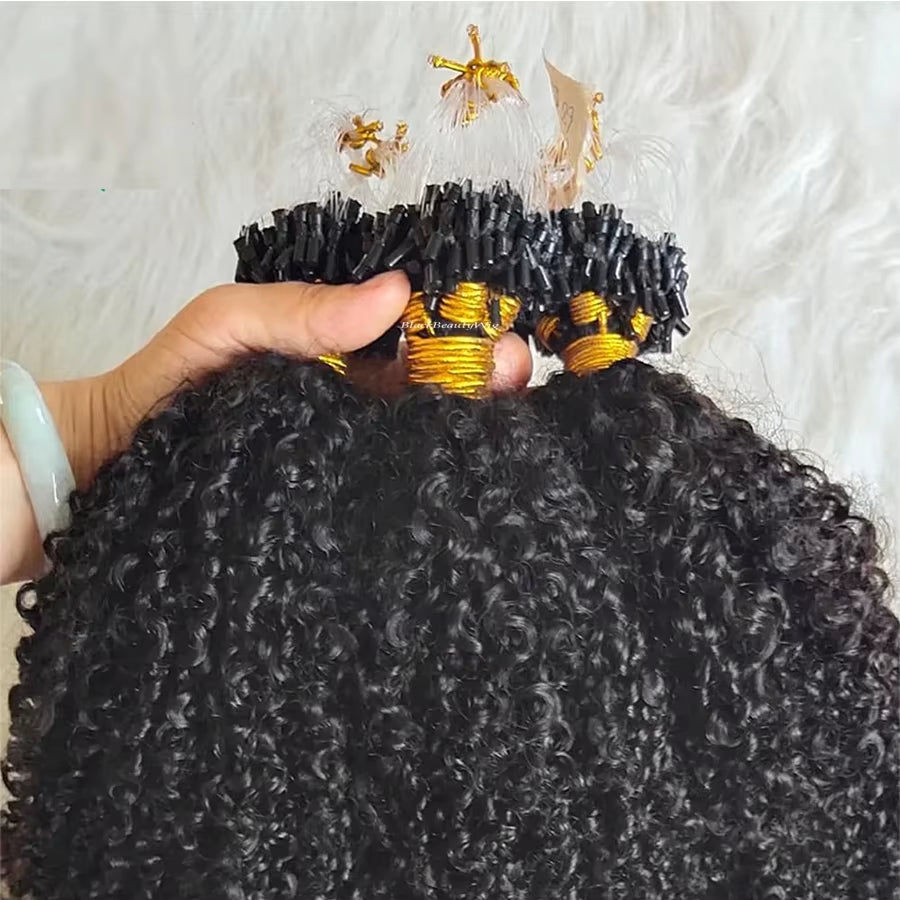 Curly Micro Loop Human Hair Extension Braziian Remy Hair Kinky Curly Microlink Micro Beads Ring Hair 100G 100Strands