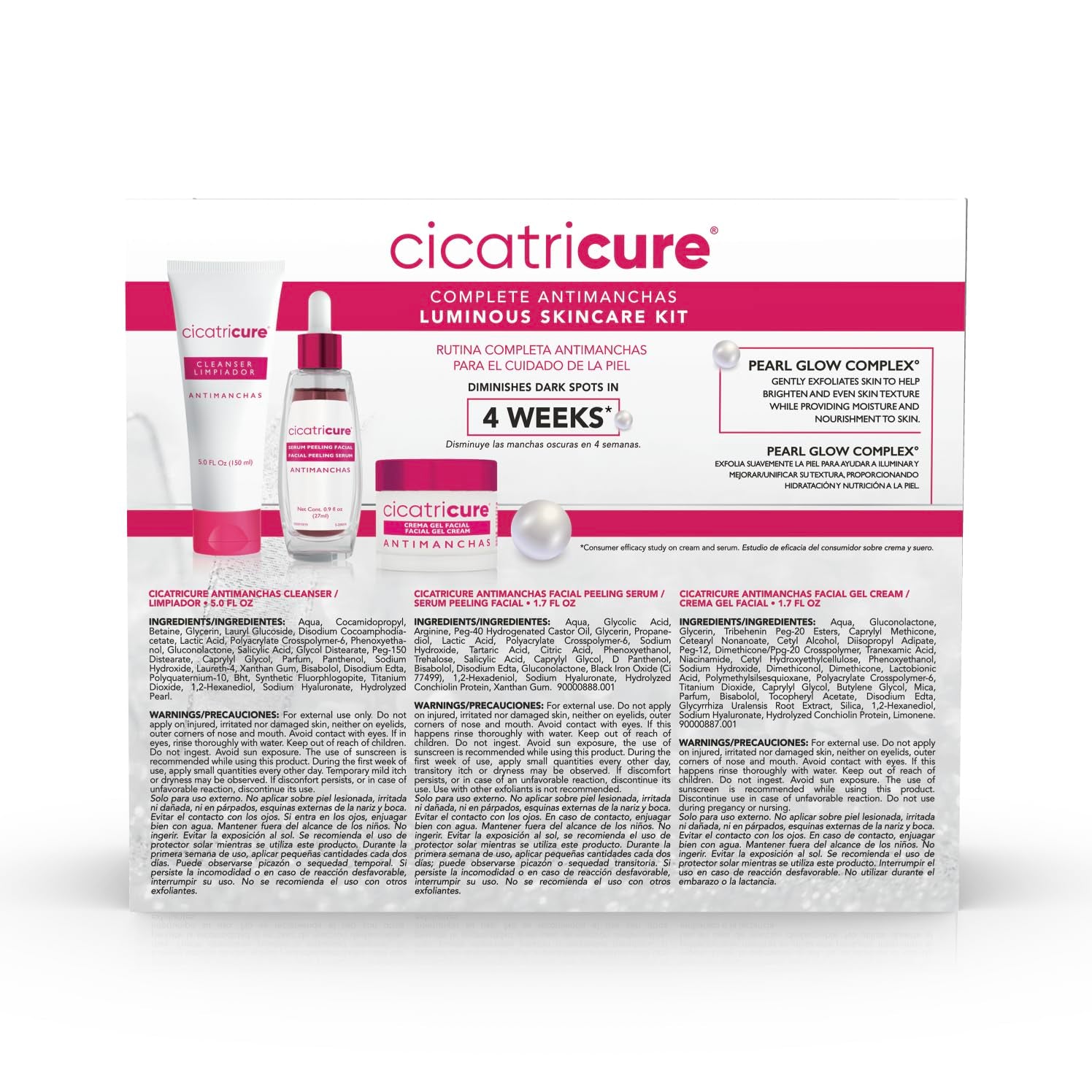 Antimanchas Skin Care Kit: AHA & PHA Exfoliating Face Wash, Brightening Serum, and Moisturizing Gel Cream - Dark Spot Reduction, Enhanced Glow, Paraben & Sulfate-Free