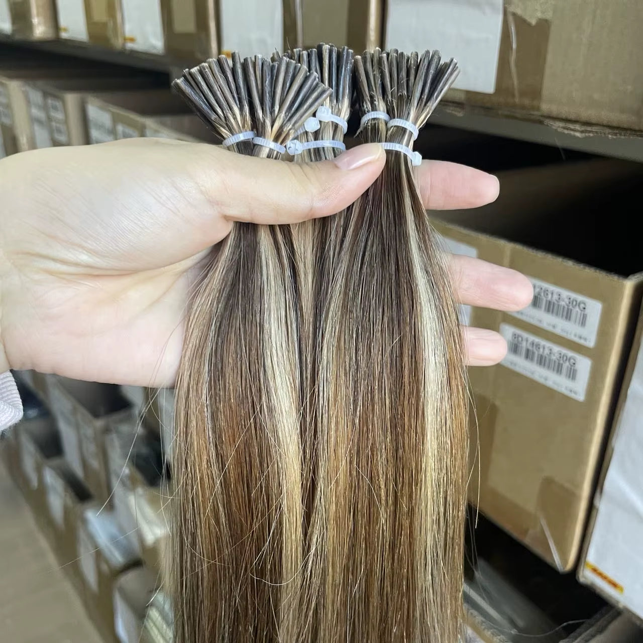 P4-27# I Tip Human Hair Extensions 12-20 Inches Micro Ring Hair Straight 30G Lightweight Pre Bonded Micro Link Hair 50Pcs/Pack