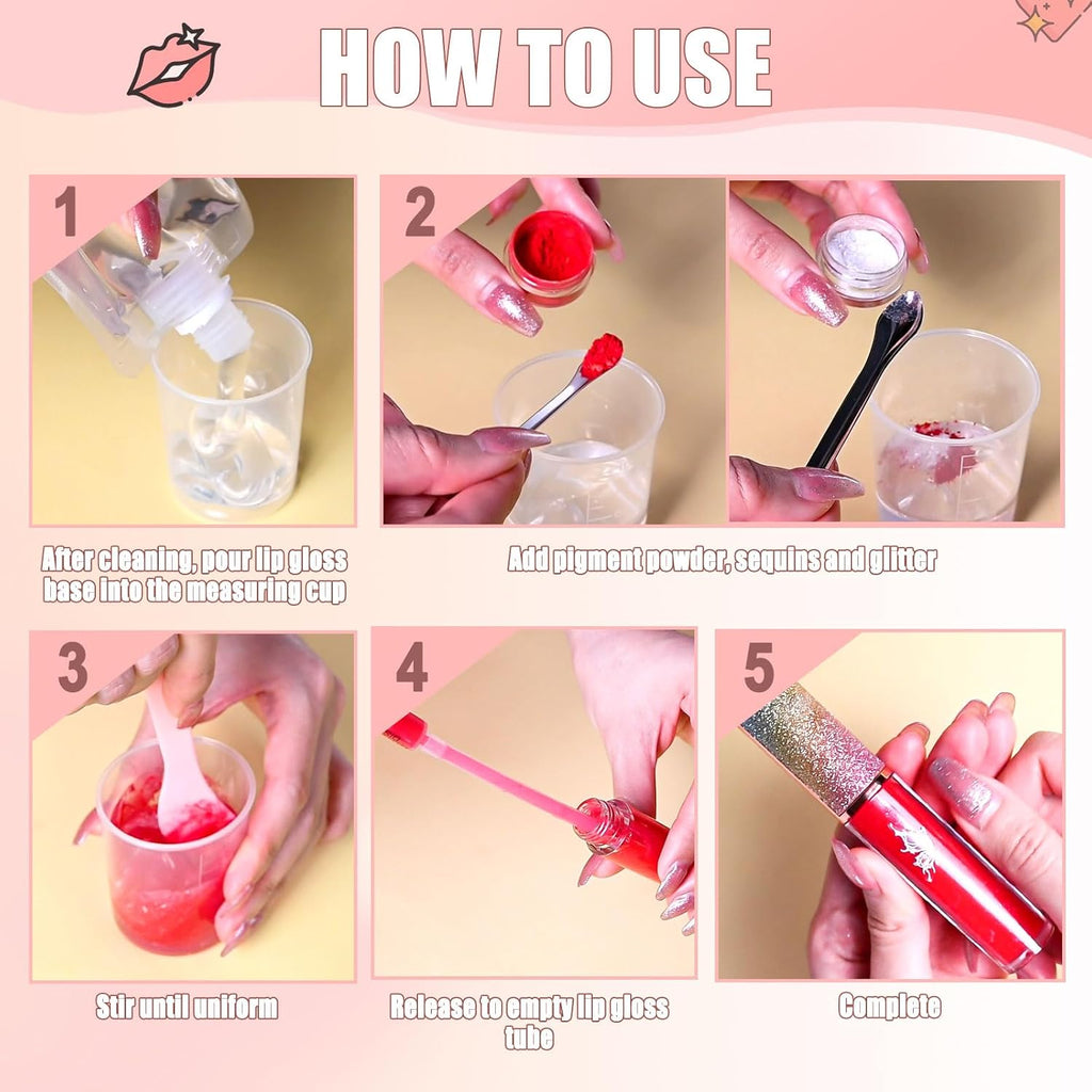 Lip Gloss Base 2PCS Moist Lipgloss Base (100G), Lip Gloss Base Clear, Moisturizing, Glossy, Non-Stick Lip Primer for Lipstick Lip Oil, Lip Gloss Making Supplies DIY Beginner Lip Gloss Making Kit