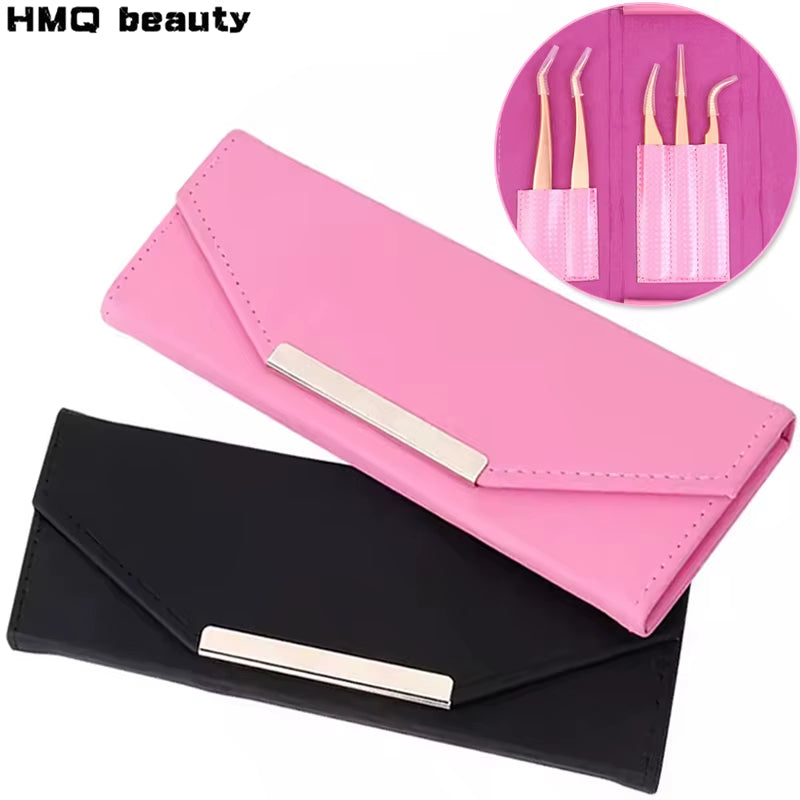 Tweezers Storage Leather Bag Eyelashes Extension Tweezers Storage Box Portable Organizer Case Lashes Accessories Makeup Tools