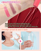 Peel off Lip Liner Stain Set, 2Pcs Waterproof Lip Tattoo Peel off Lip Tint Stain, Long Lasting Transfer-Proof Non Stick, Matte Finish High Pigmented Color Peel & Reveal Lips Gloss Makeup for Women-3,4