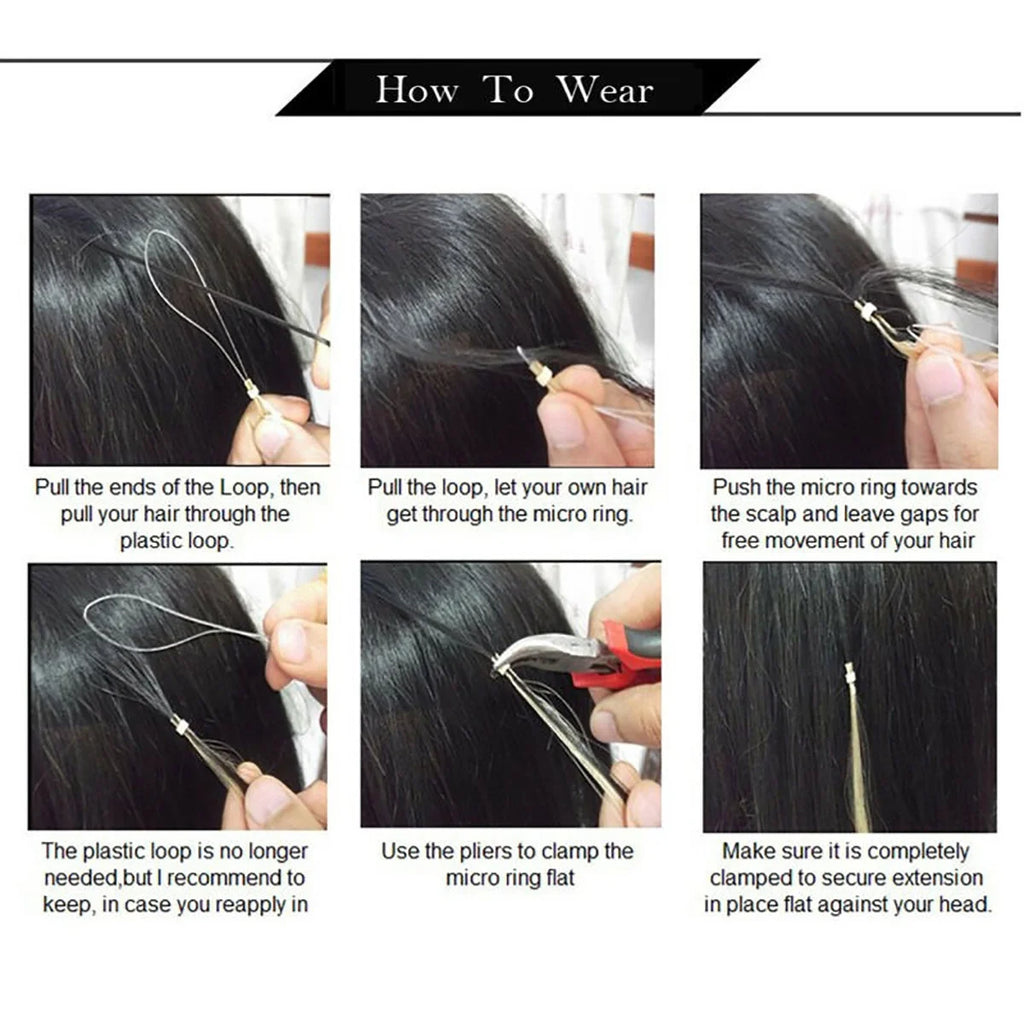 Blonde Micro Loop Ring 100% Remy Human Hair Extensions Thick Invisible Nano Beads Micro Link Hairpiece 50S 1G