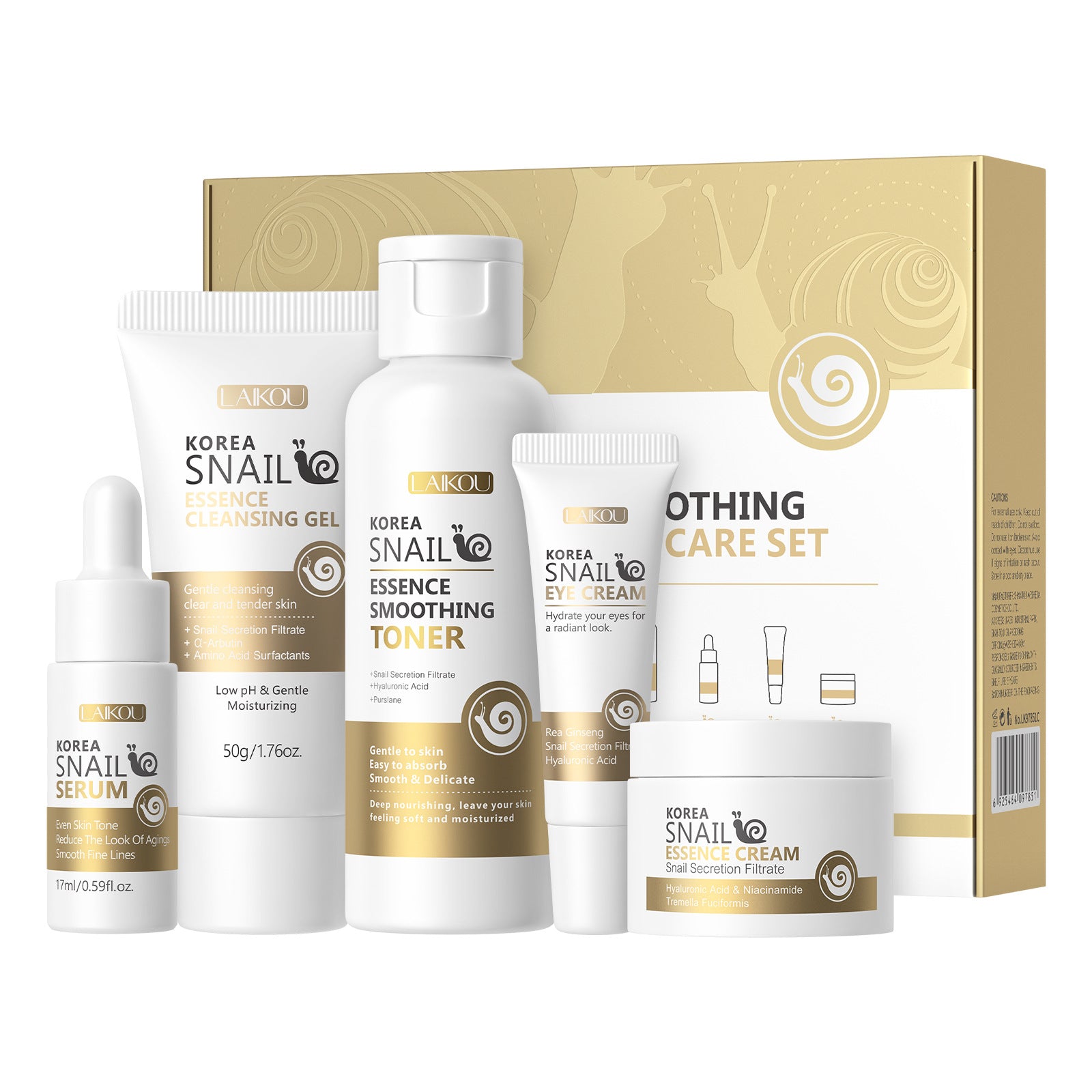 Snail Mucin Repair & Glow 5-Piece Skincare Set