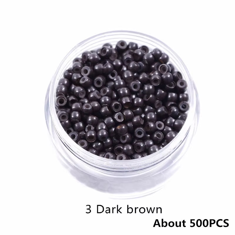 500Pcs Copper Ring Beads 3.0Mm Nano Ring Beads Silicone Lined Micro for Hair Extensions