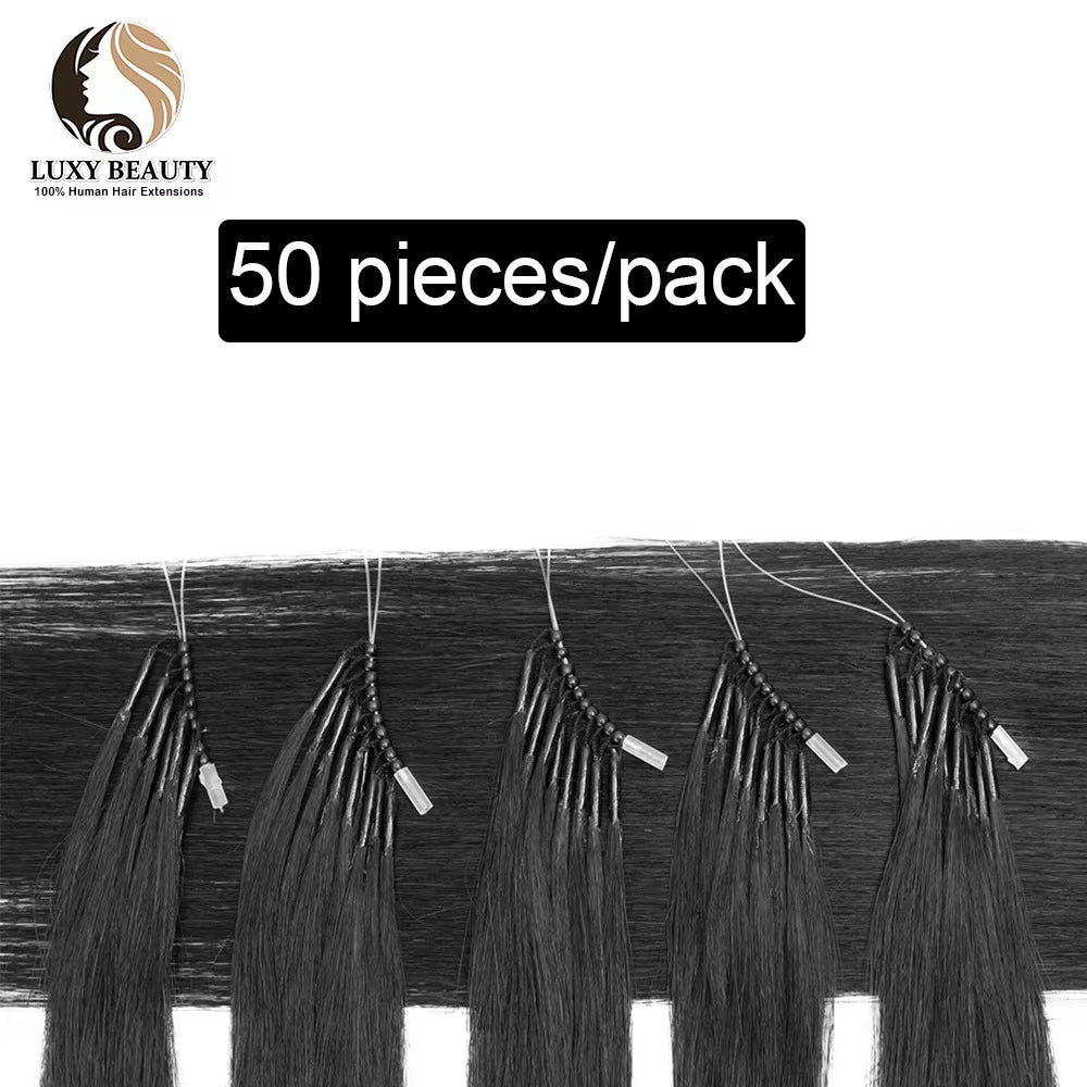 8D Micro Bead Human Hair Extensions Silicone Nano Ring Hair Extension Invisible Mini Silicon Beads Black Brown Blonde Human Hair
