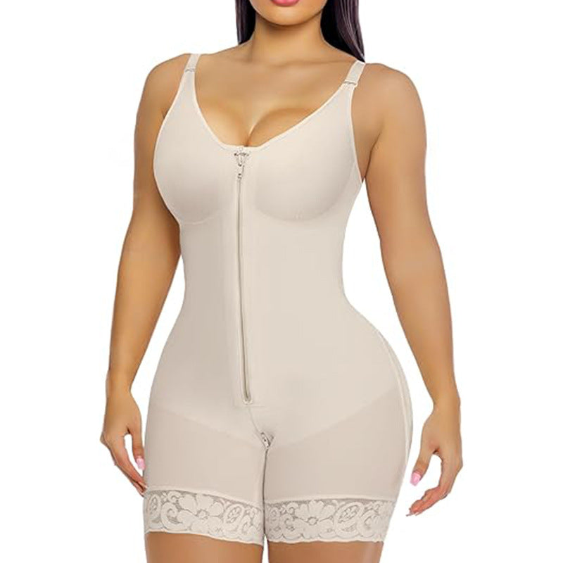 Women’s Full-Body Shapewear Bodysuit with Zipper – Tummy Control, Butt Lifting & Slimming One-Piece