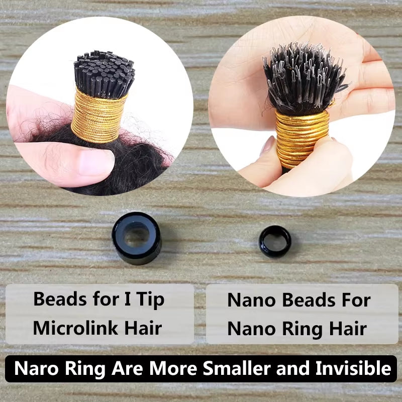Deep Curly Nano Ring Human Hair Extension Pre Bonded Microlink Nano Beads Ring Hair Small Curly 100G 100Strands