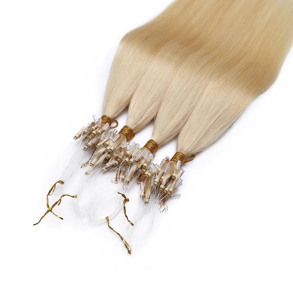 Blonde Micro Loop Ring 100% Remy Human Hair Extensions Thick Invisible Nano Beads Micro Link Hairpiece 50S 1G
