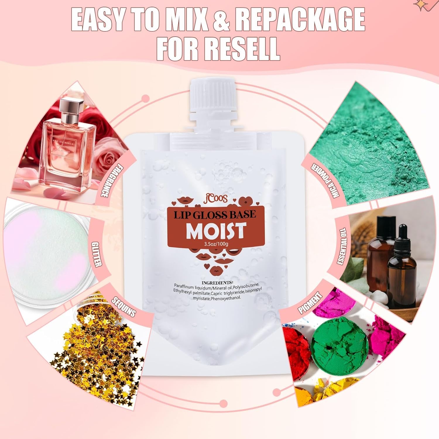 Lip Gloss Base 2PCS Moist Lipgloss Base (100G), Lip Gloss Base Clear, Moisturizing, Glossy, Non-Stick Lip Primer for Lipstick Lip Oil, Lip Gloss Making Supplies DIY Beginner Lip Gloss Making Kit