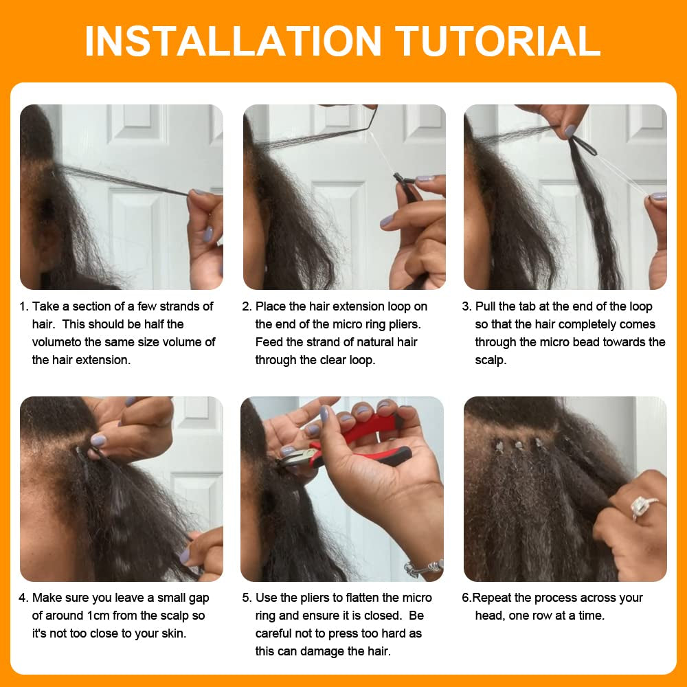 Niawigs Micro Links Human Hair for Black Women Kinky Straight Microlink Hair Extensions 