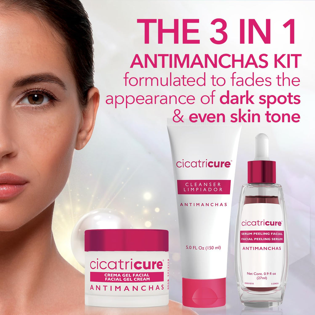 Antimanchas Skin Care Kit: AHA & PHA Exfoliating Face Wash, Brightening Serum, and Moisturizing Gel Cream - Dark Spot Reduction, Enhanced Glow, Paraben & Sulfate-Free