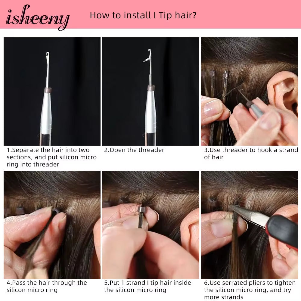 P4-27# I Tip Human Hair Extensions 12-20 Inches Micro Ring Hair Straight 30G Lightweight Pre Bonded Micro Link Hair 50Pcs/Pack