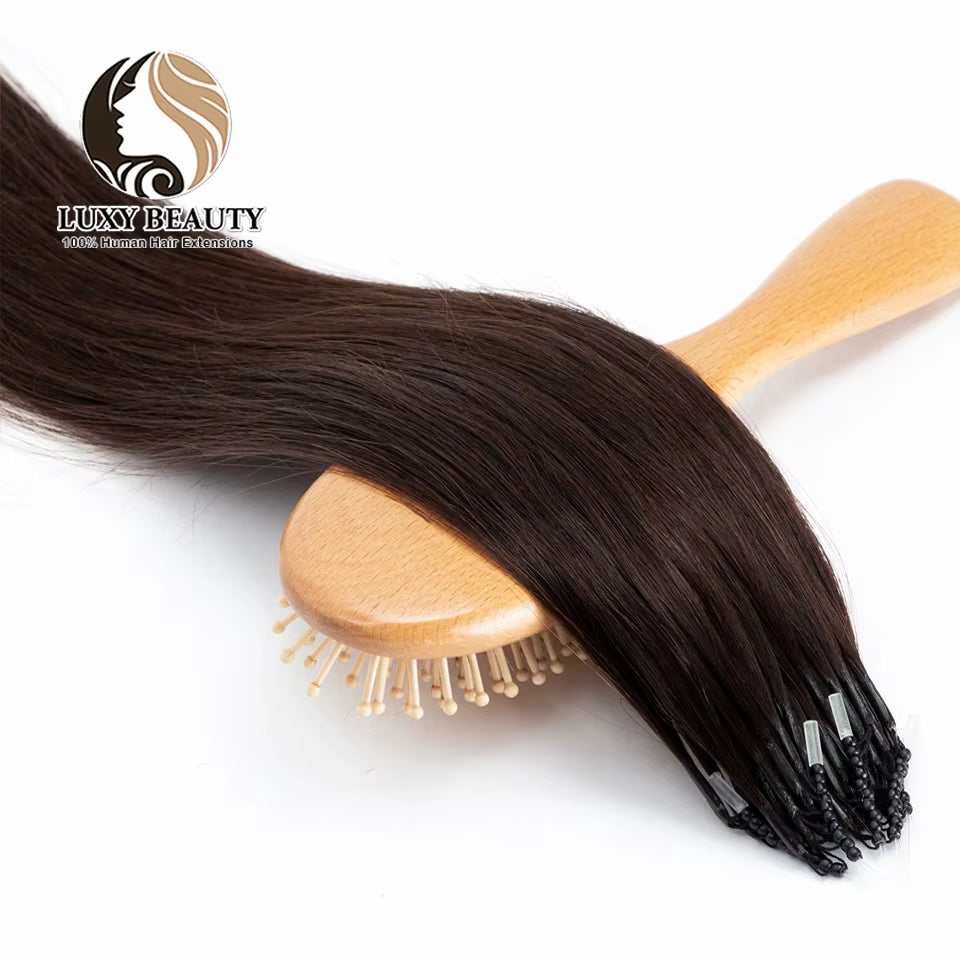 8D Micro Bead Human Hair Extensions Silicone Nano Ring Hair Extension Invisible Mini Silicon Beads Black Brown Blonde Human Hair