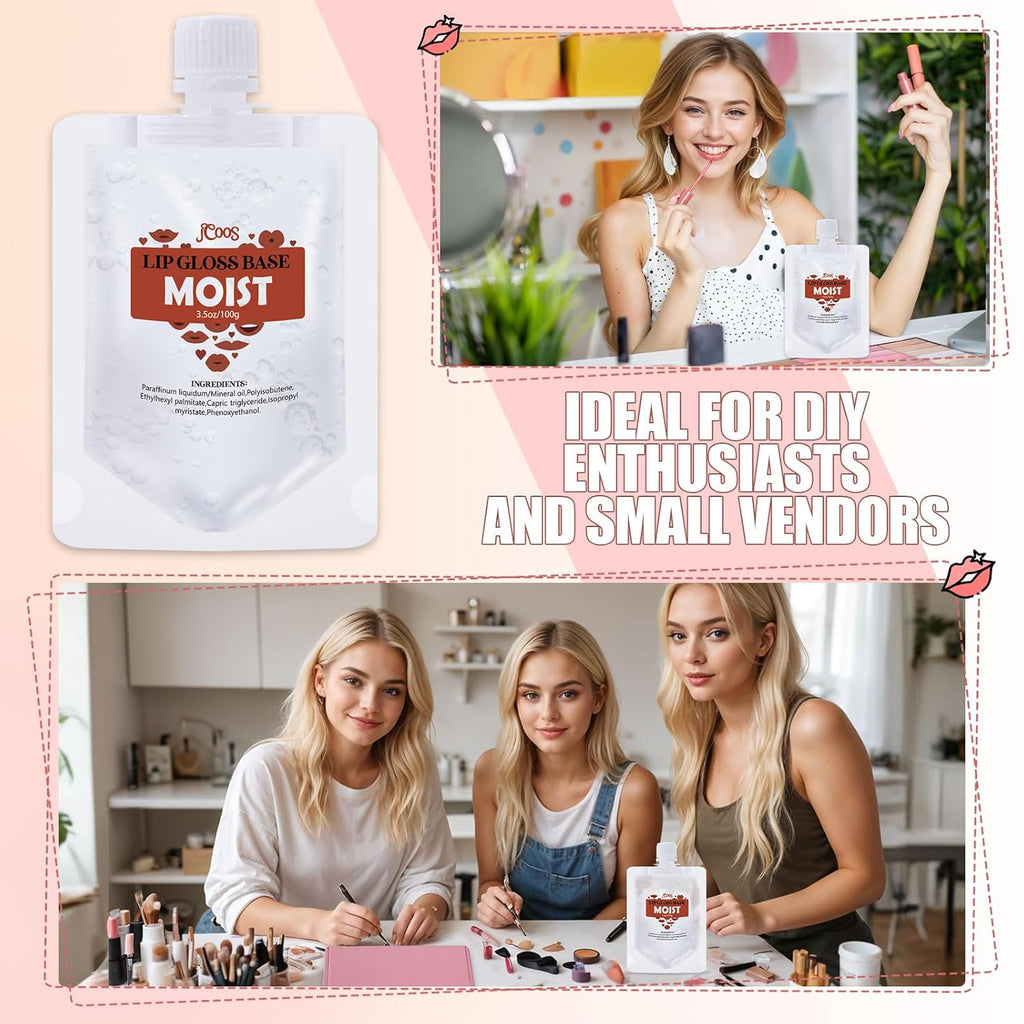 Lip Gloss Base 2PCS Moist Lipgloss Base (100G), Lip Gloss Base Clear, Moisturizing, Glossy, Non-Stick Lip Primer for Lipstick Lip Oil, Lip Gloss Making Supplies DIY Beginner Lip Gloss Making Kit