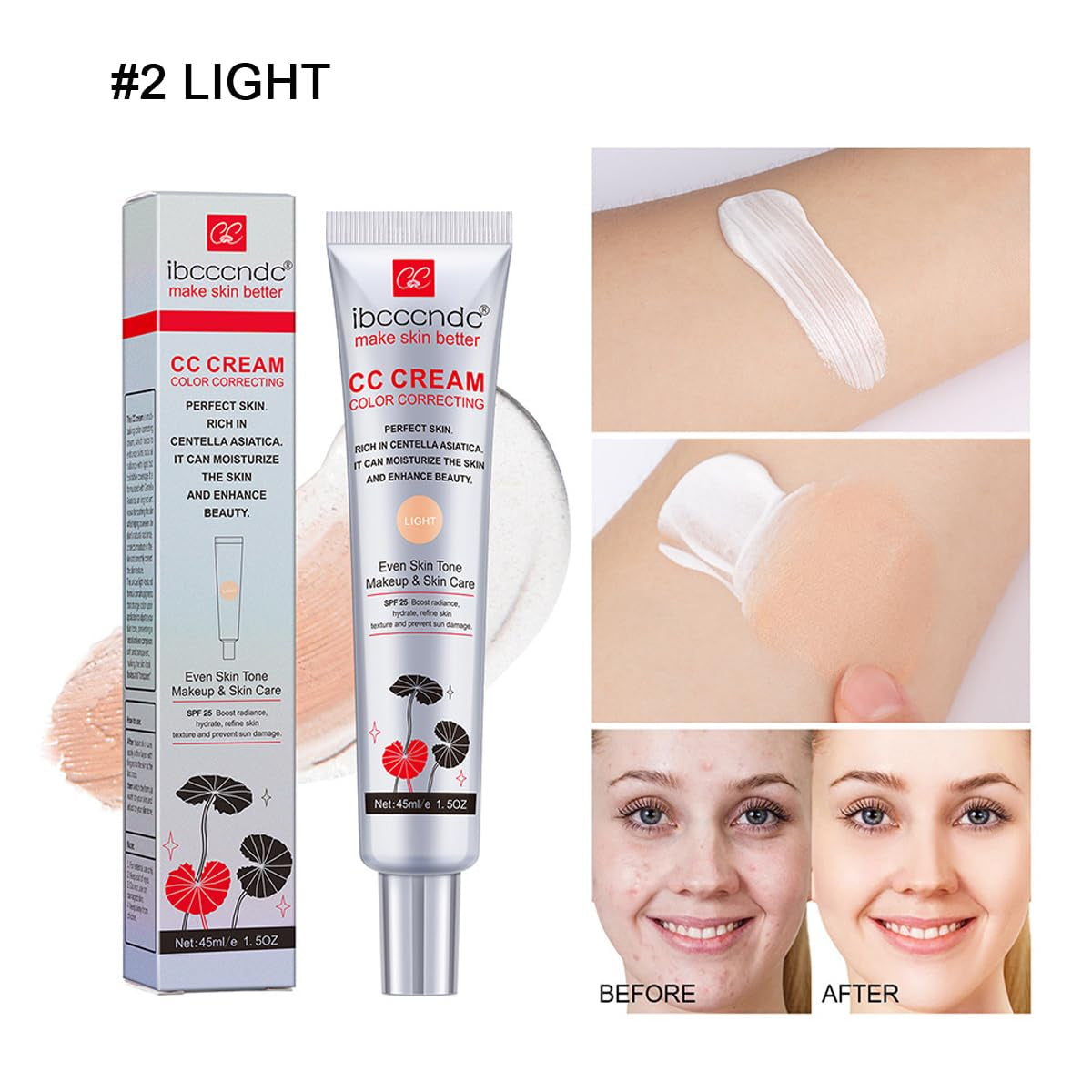 Color Correcting CC Cream with SPF 25,Full-Coverage Foundation