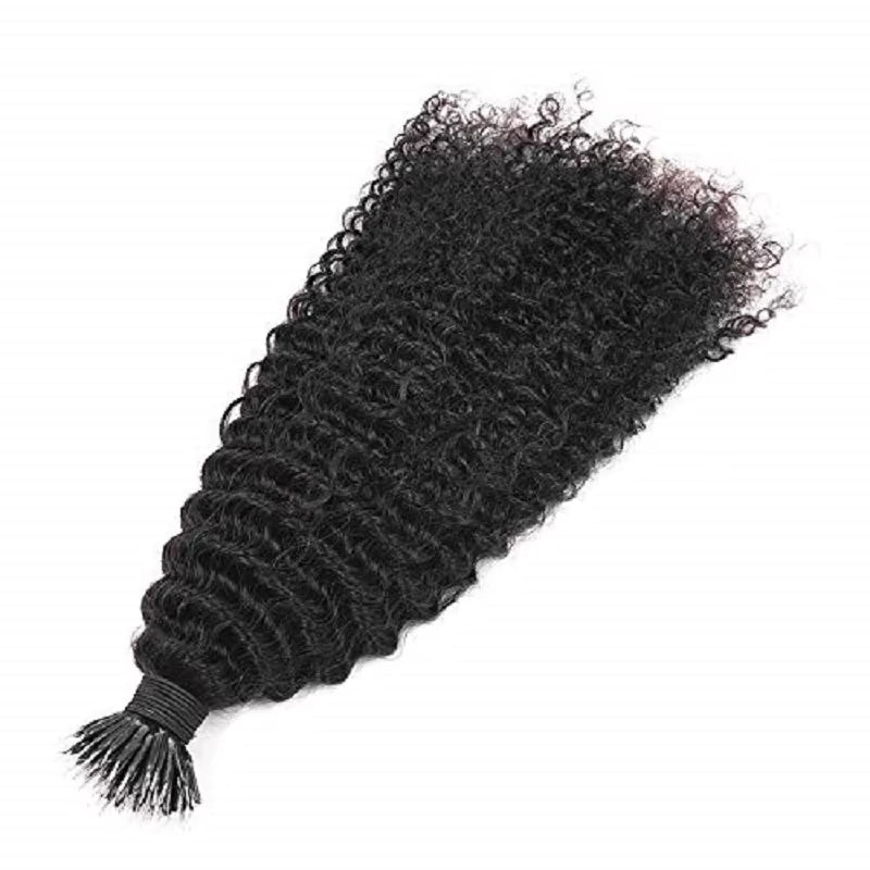 Deep Curly Nano Ring Human Hair Extension Pre Bonded Microlink Nano Beads Ring Hair Small Curly 100G 100Strands