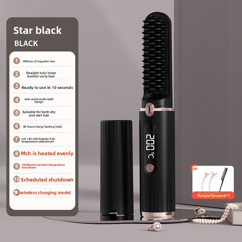 Cordless LCD Hair Straightening Comb with Negative Ion Technology