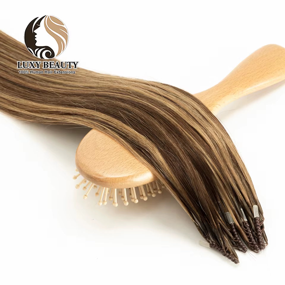 8D Micro Bead Human Hair Extensions Silicone Nano Ring Hair Extension Invisible Mini Silicon Beads Black Brown Blonde Human Hair