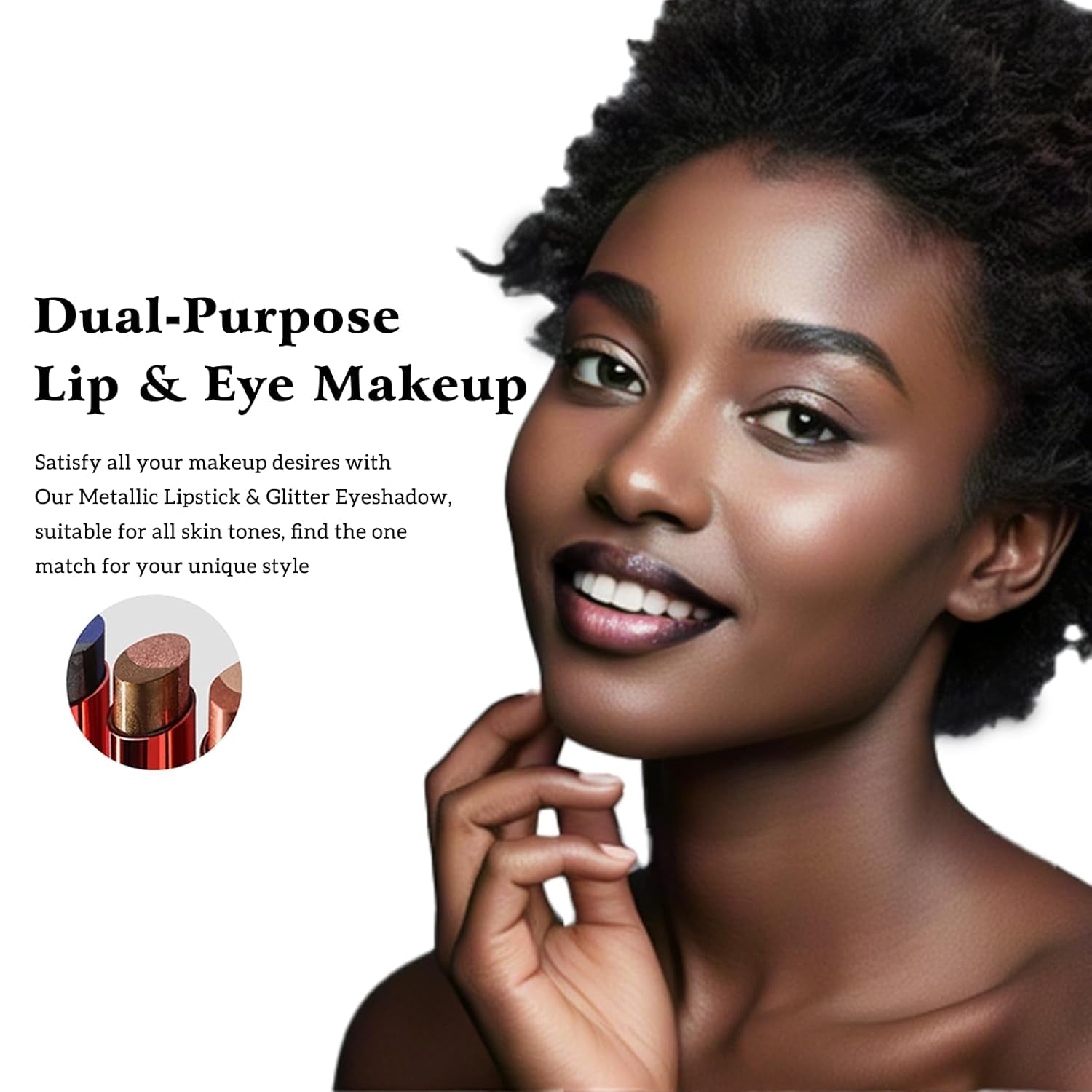 Glitter Lipstick Long Lasting Metallic Lip Liner Shimmer for Women Makeup Double Colors Eyeshadow Stick Hydrating Highly Pigmented Eye Shadow Full Coverage Non Stick Cup Lips Gloss Lightweight