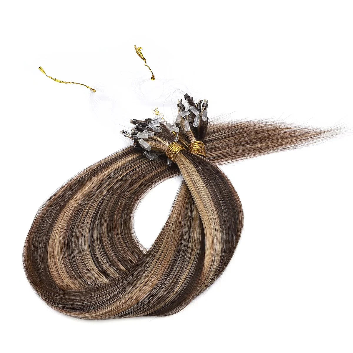 Blonde Micro Loop Ring 100% Remy Human Hair Extensions Thick Invisible Nano Beads Micro Link Hairpiece 50S 1G