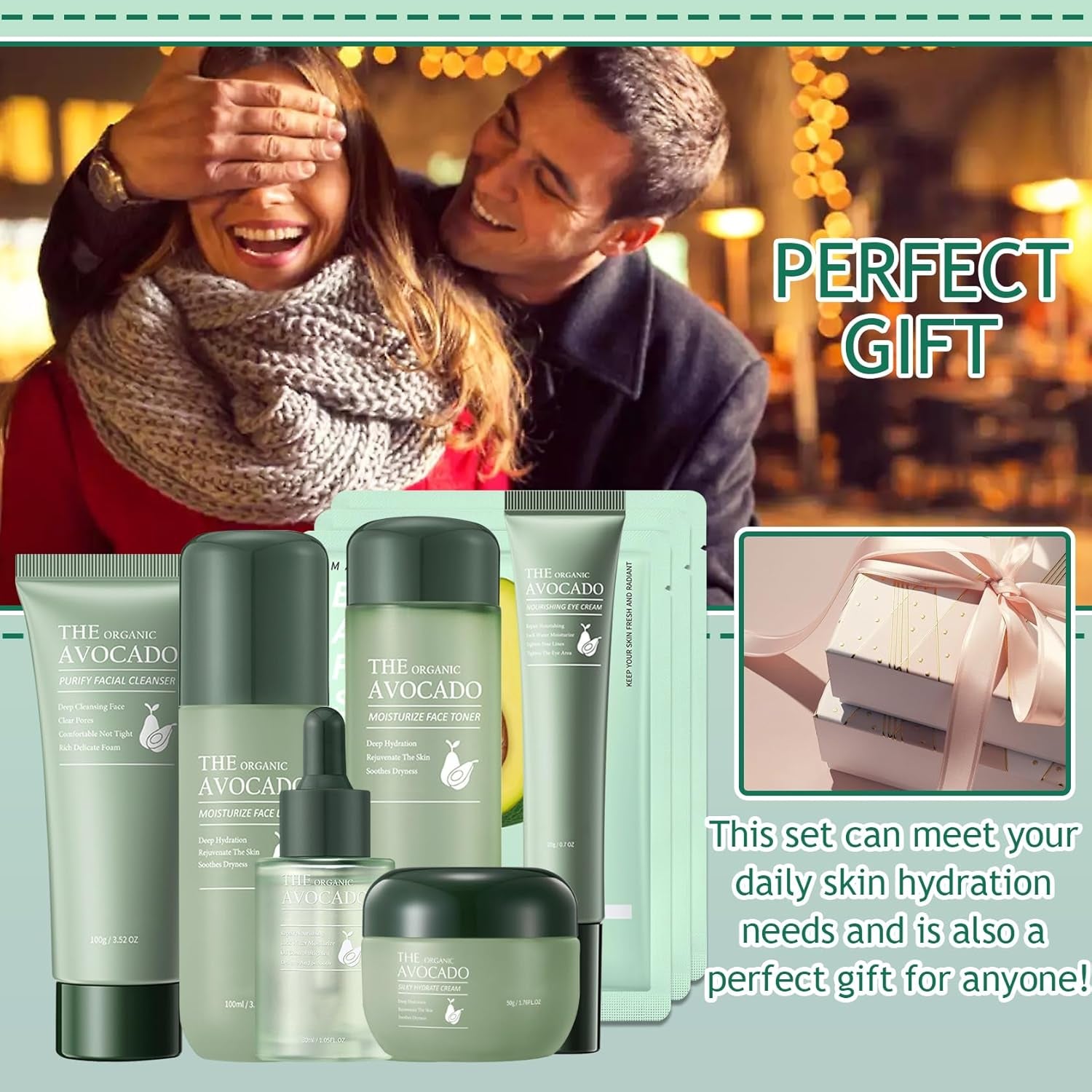 Avocado Skin Care Set,Facial Kit with Facial Cleanser,Toner,Eye Cream,Face Serum,Facial Serum,Face Cream,Lotion & 3PCS Face , Skincare Kit for Women (9PCS)