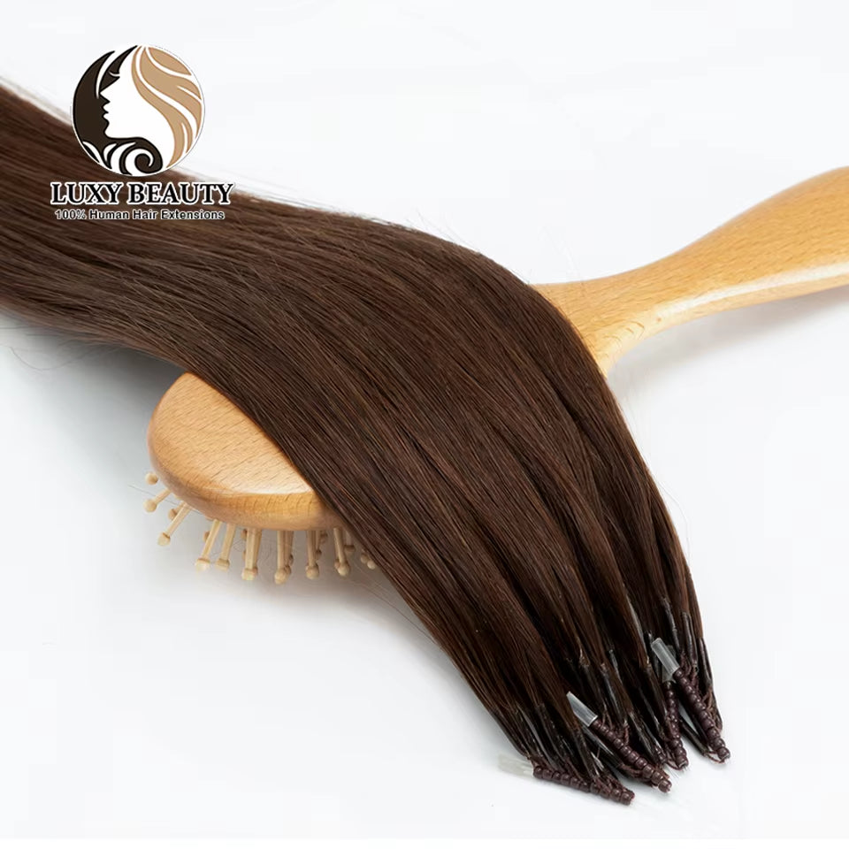 8D Micro Bead Human Hair Extensions Silicone Nano Ring Hair Extension Invisible Mini Silicon Beads Black Brown Blonde Human Hair