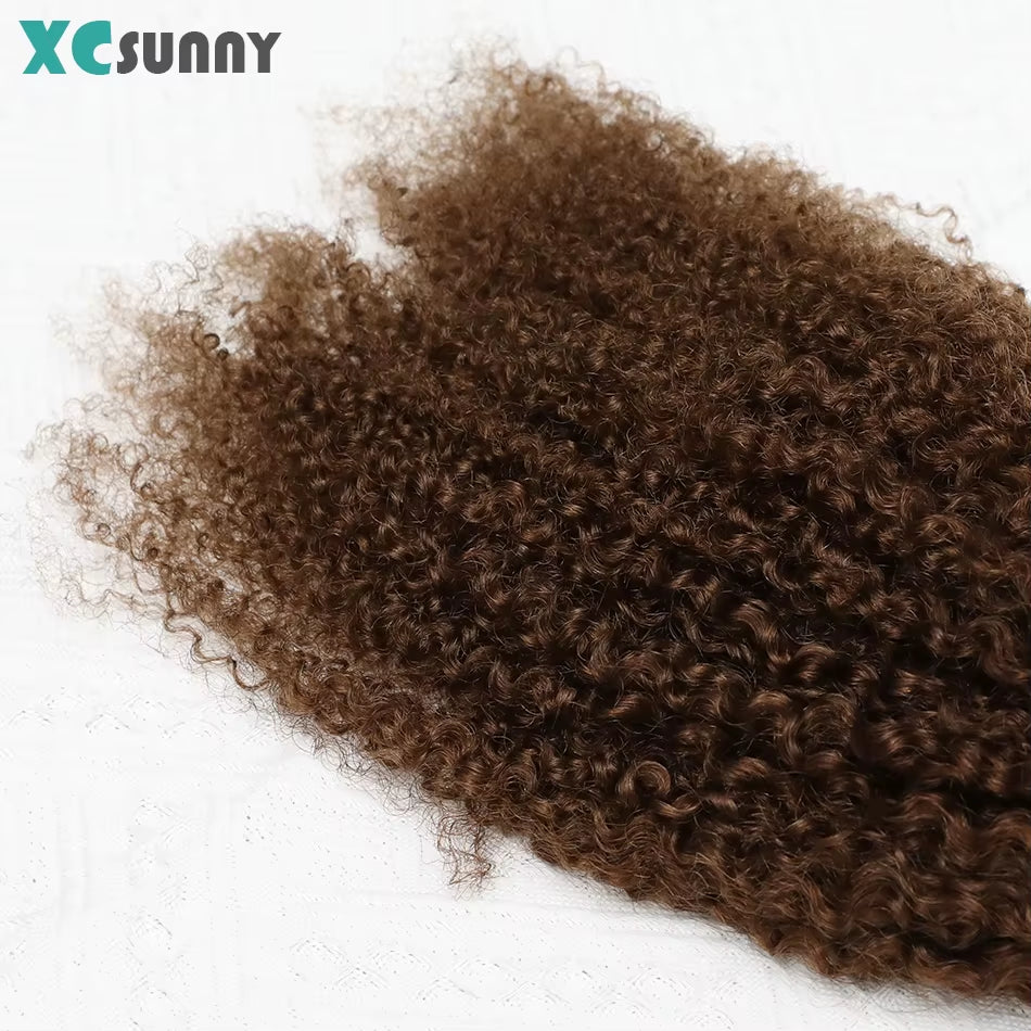 Micrlink Hair Extensions Human Hair Kinky Curly for Black Women Double Drawn Micro Ring Loop Hair Extensions Human Hair Color 4