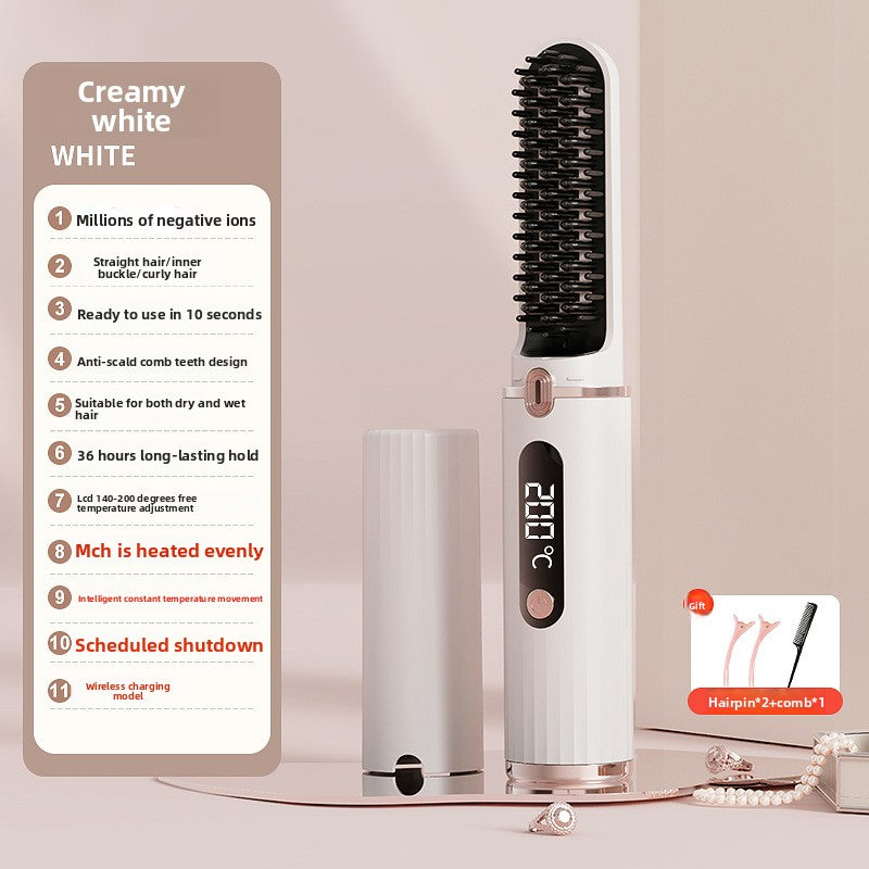 Cordless LCD Hair Straightening Comb with Negative Ion Technology