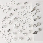 45-Piece Boho Hair Rings Set – Gold & Silver Alloy Dreadlock Beads, Braid Rings & Loc Jewelry for Women (Hippie, Festival & Everyday Style)