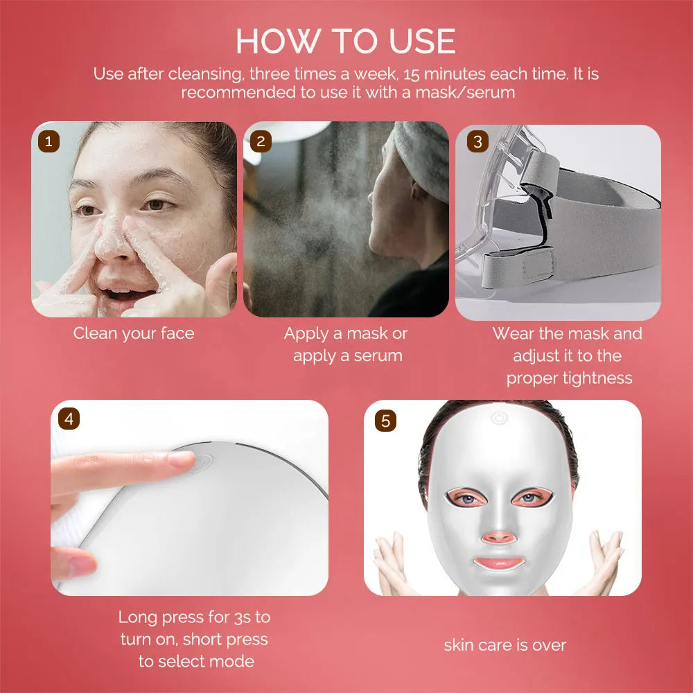 7-Color LED Light Therapy Face Mask - Wireless Anti-Aging Device