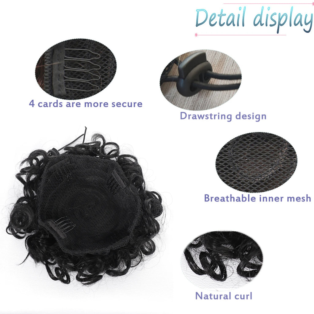 Premium Messy Bun Hair Extension – Short Curly Synthetic Bun with Adjustable Drawstring | Instant Volume for Thinning & Fine Hair for Women