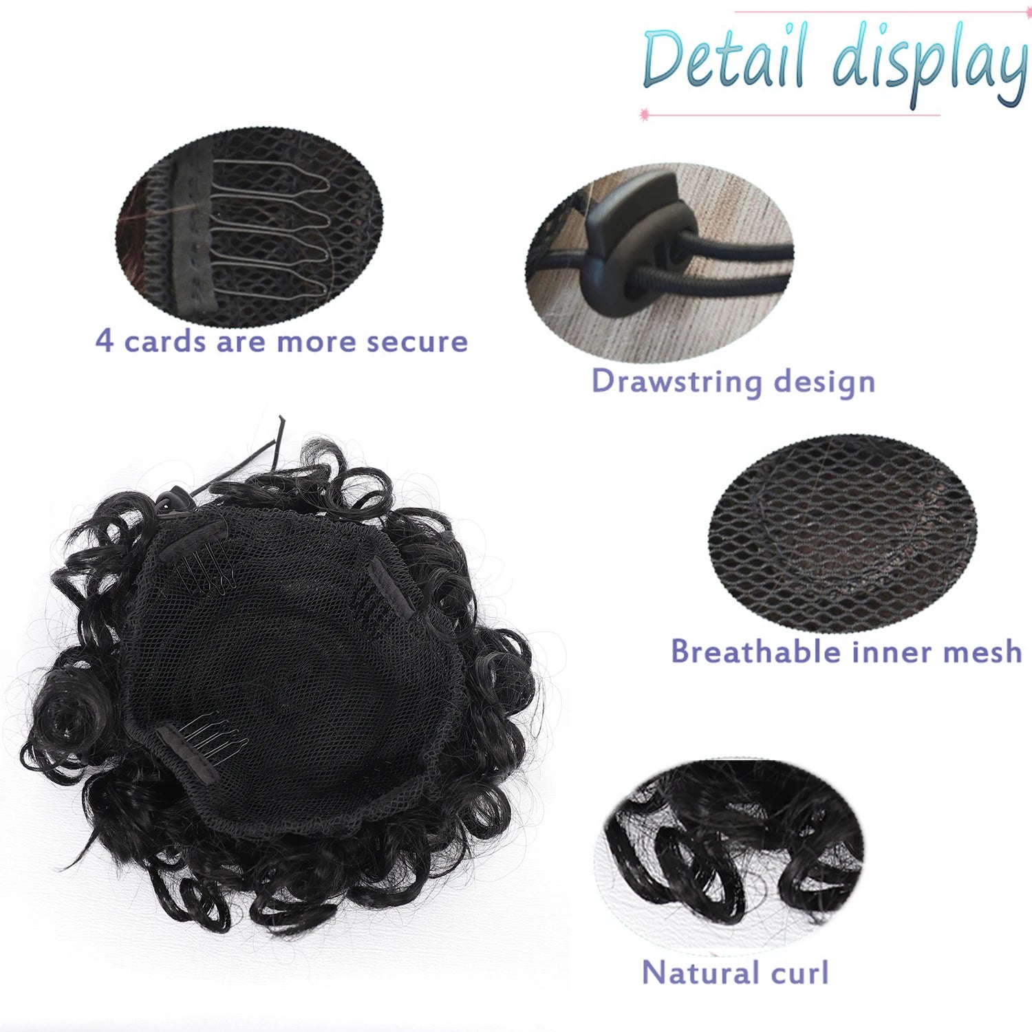 Premium Messy Bun Hair Extension – Short Curly Synthetic Bun with Adjustable Drawstring | Instant Volume for Thinning & Fine Hair for Women