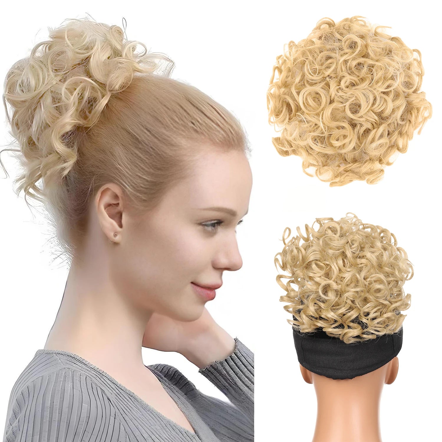 Premium Messy Bun Hair Extension – Short Curly Synthetic Bun with Adjustable Drawstring | Instant Volume for Thinning & Fine Hair for Women