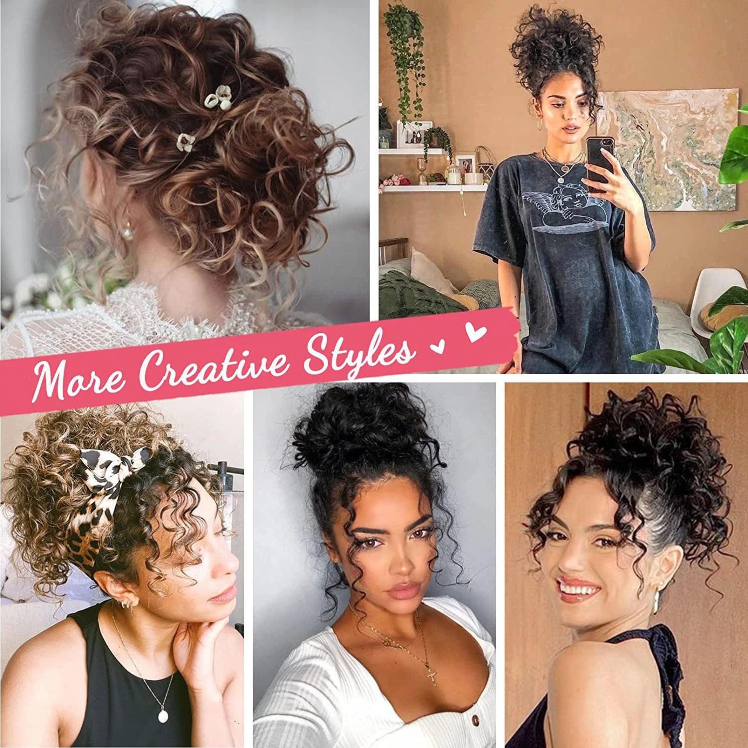 Premium Messy Bun Hair Extension – Short Curly Synthetic Bun with Adjustable Drawstring | Instant Volume for Thinning & Fine Hair for Women