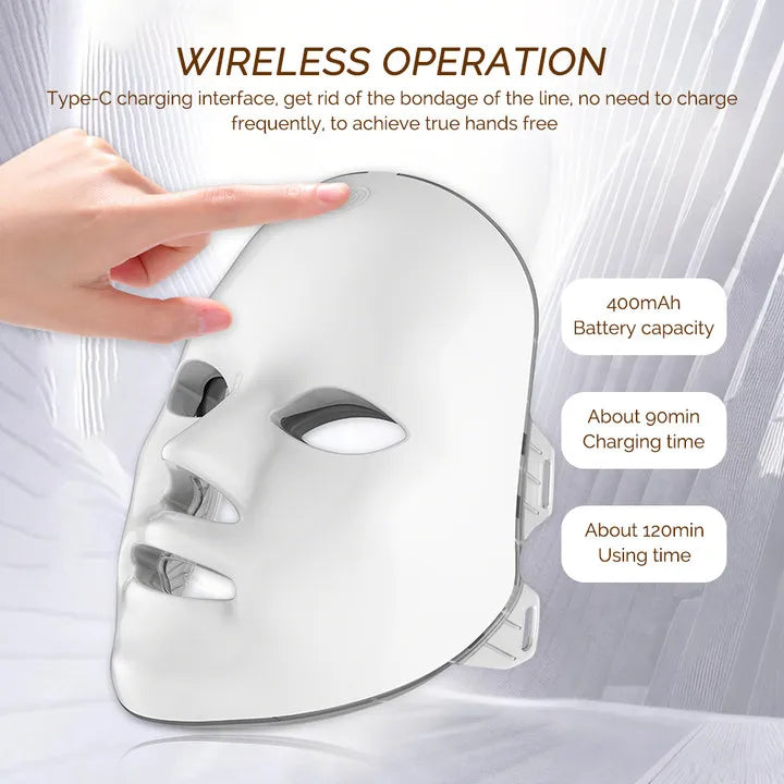 7-Color LED Light Therapy Face Mask - Wireless Anti-Aging Device