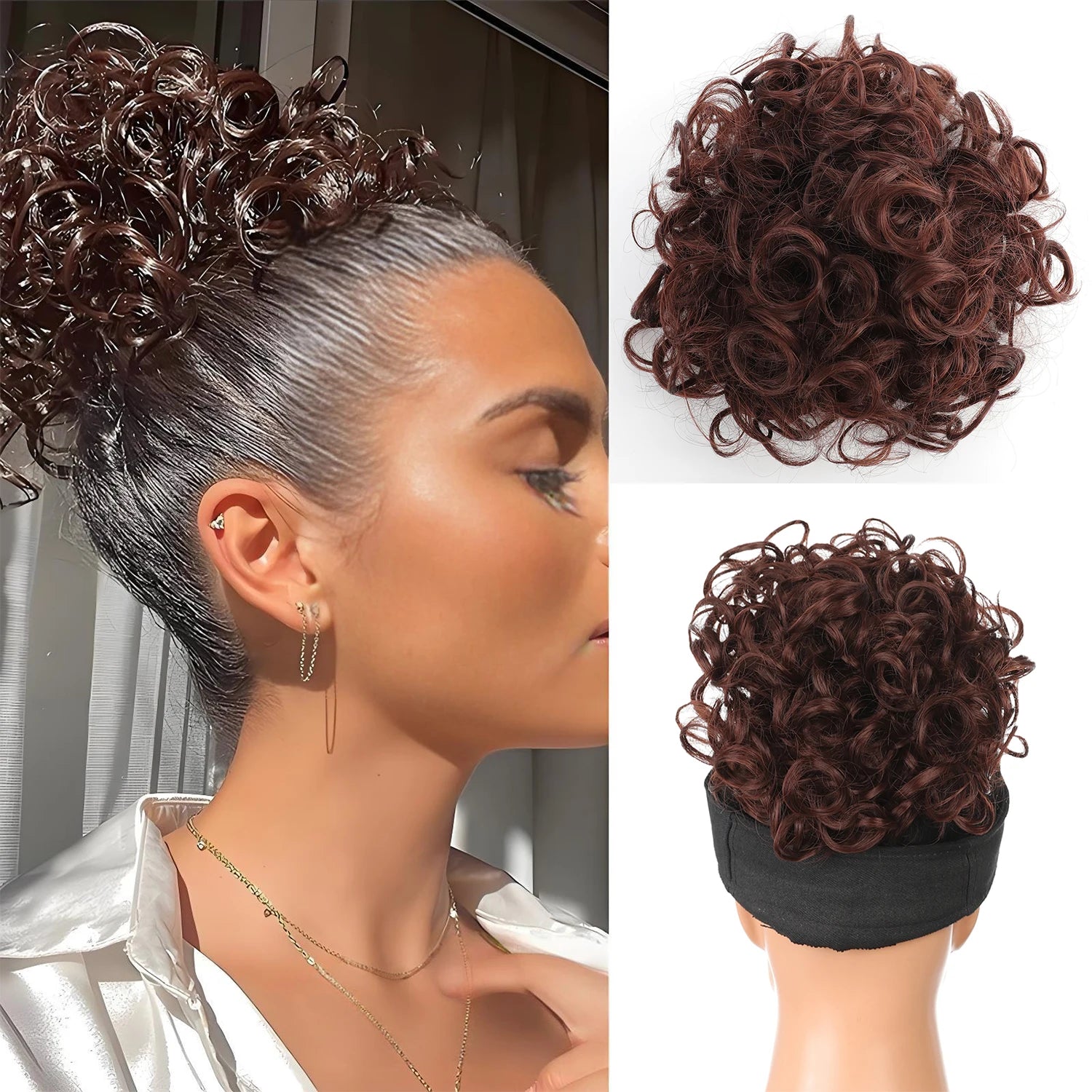 Premium Messy Bun Hair Extension – Short Curly Synthetic Bun with Adjustable Drawstring | Instant Volume for Thinning & Fine Hair for Women