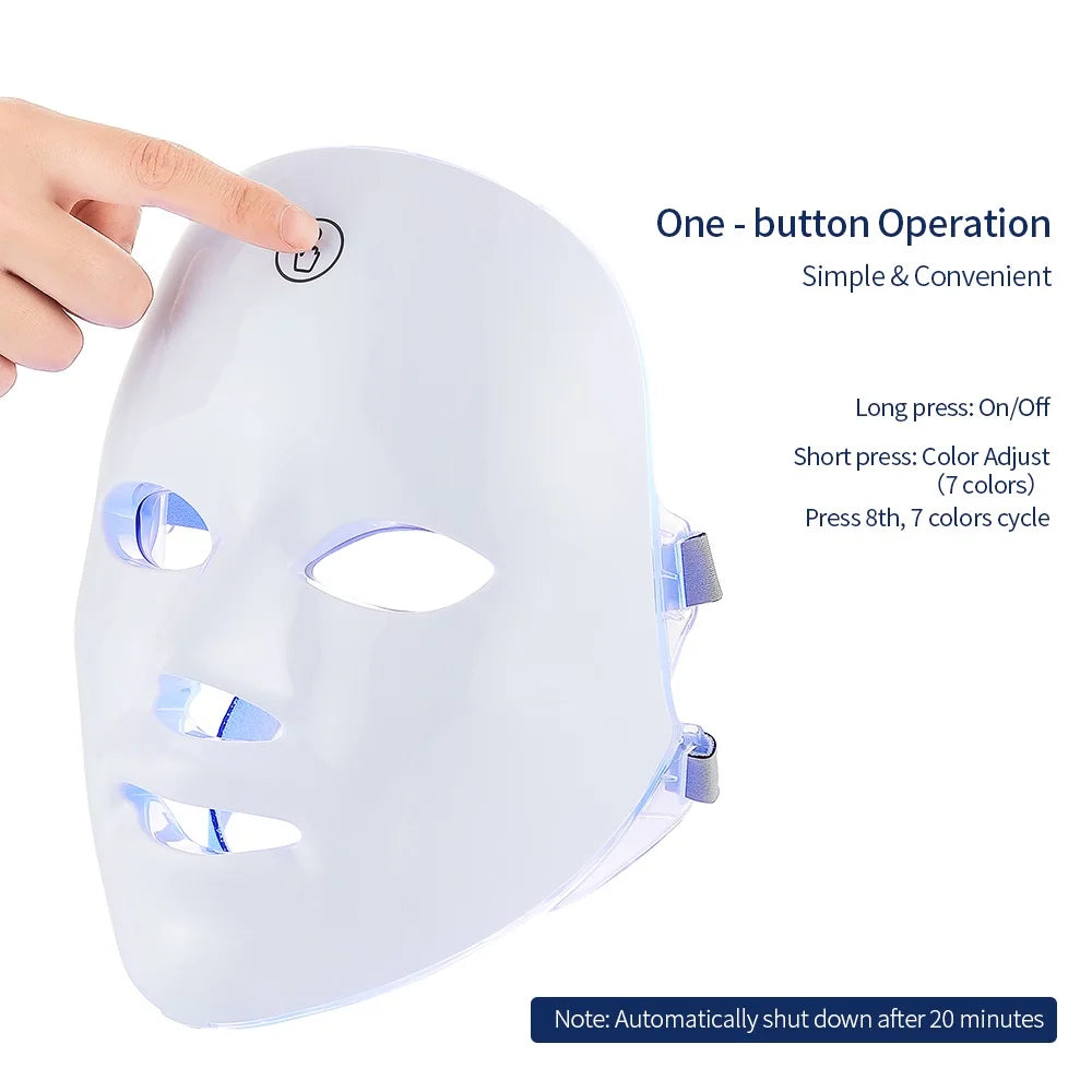 7-Color LED Light Therapy Face Mask - Wireless Anti-Aging Device