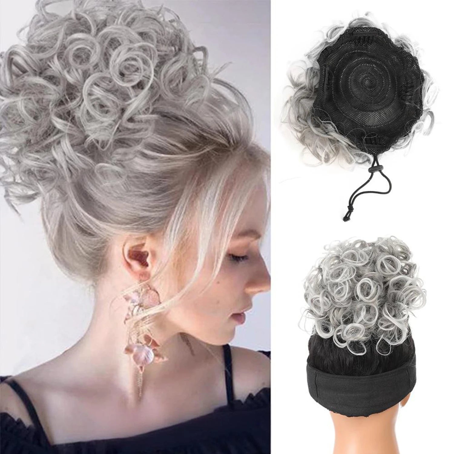 Premium Messy Bun Hair Extension – Short Curly Synthetic Bun with Adjustable Drawstring | Instant Volume for Thinning & Fine Hair for Women