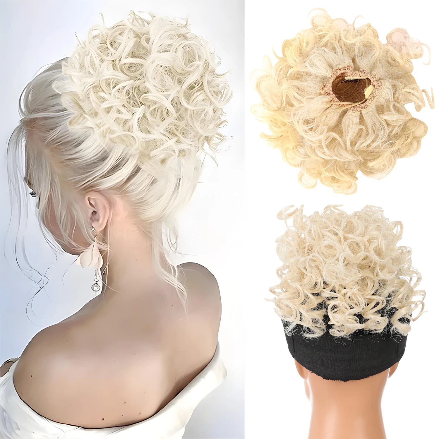 Premium Messy Bun Hair Extension – Short Curly Synthetic Bun with Adjustable Drawstring | Instant Volume for Thinning & Fine Hair for Women