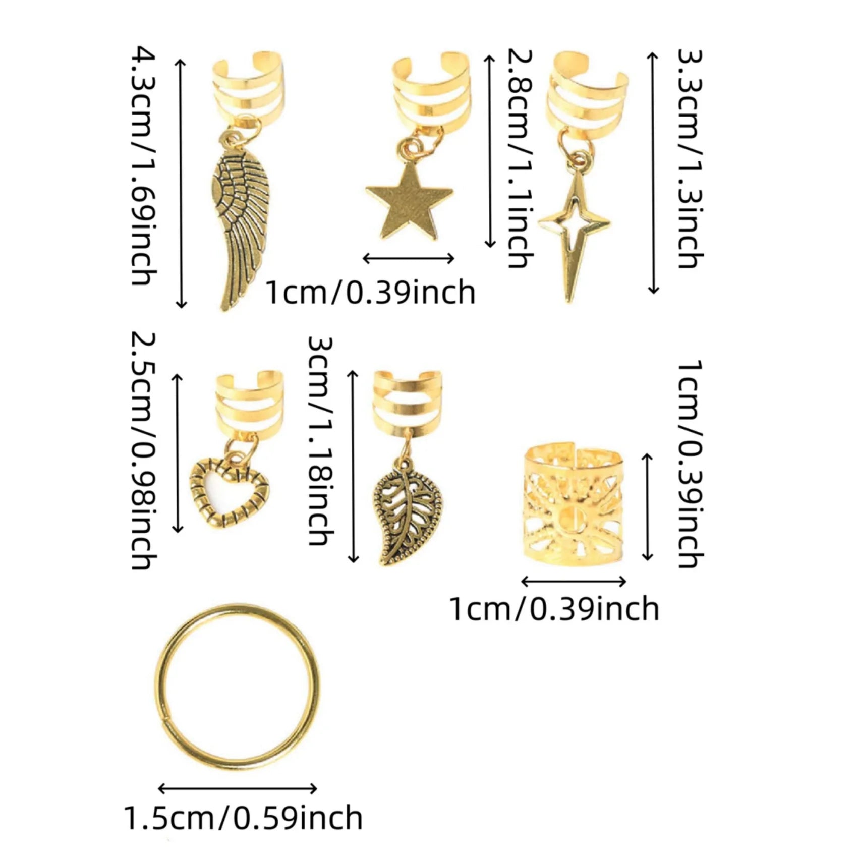 45-Piece Boho Hair Rings Set – Gold & Silver Alloy Dreadlock Beads, Braid Rings & Loc Jewelry for Women (Hippie, Festival & Everyday Style)