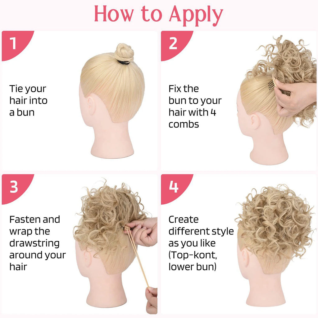 Premium Messy Bun Hair Extension – Short Curly Synthetic Bun with Adjustable Drawstring | Instant Volume for Thinning & Fine Hair for Women