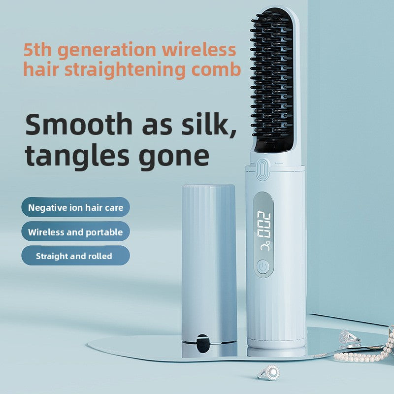 Cordless LCD Hair Straightening Comb with Negative Ion Technology