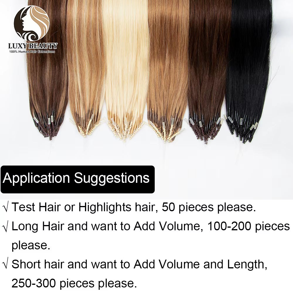 8D Micro Bead Human Hair Extensions Silicone Nano Ring Hair Extension Invisible Mini Silicon Beads Black Brown Blonde Human Hair